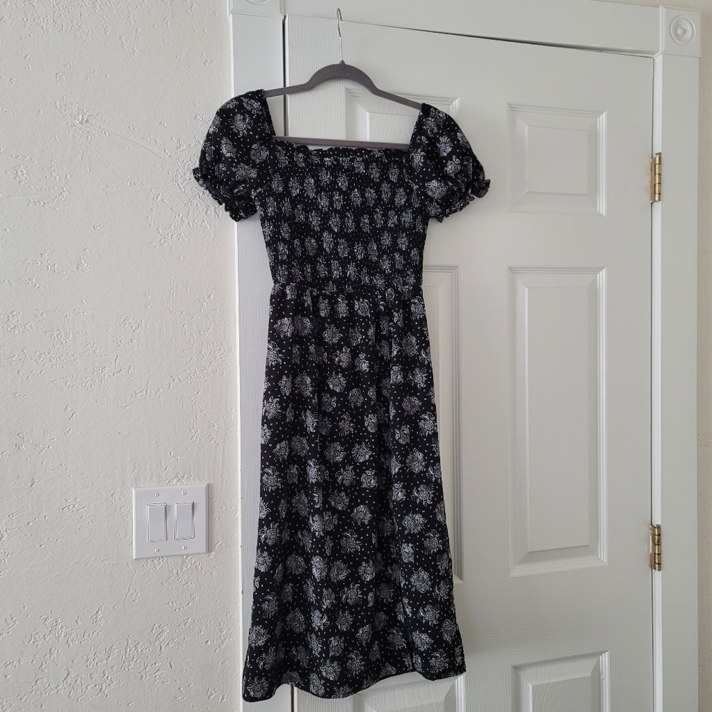 Square Neck dress, S, black and white